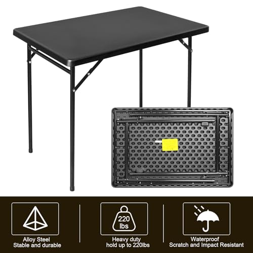 FROASISPRO Folding Table 3ft Rectangular All-Occasion Plastic Folding Event Table for Indoor and Outdoor, Portable Desk, C...