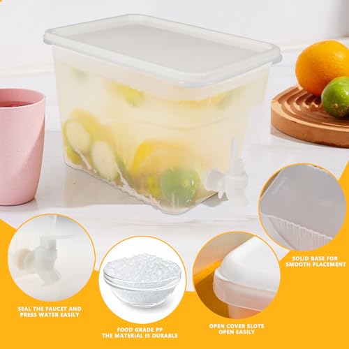 BEWBBAT 6 Pack 1.3 Gallon Fridge Drink Beverage Dispenser with Spigot, Leak-Proof Plastic Water Container Ice Juice Dispen...
