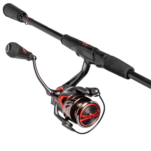 Lew's MACH Jacked Spinning Reel and Fishing Rod Combo, HM50 Graphite Rod, 6.2:1 Gear Ratio, Right/Left Retrieve, Charcoal/...