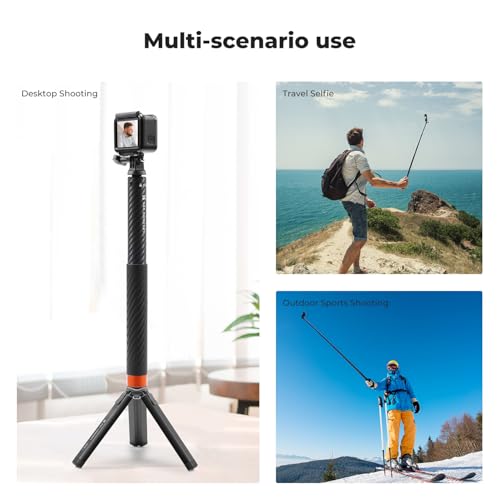 K&F Concept Invisible Selfie Stick, Extension Carbon Long Pole（127cm/50in） for Insta360 X5 Sports Camera GoPro DJI OSMO Po...