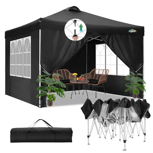 COBIZI Canopy Tent 10x10 Pop Up Outdoor Canopies with 4 Sidewalls Waterproof Commercial Instant Gazebo Tents for Party Pat...