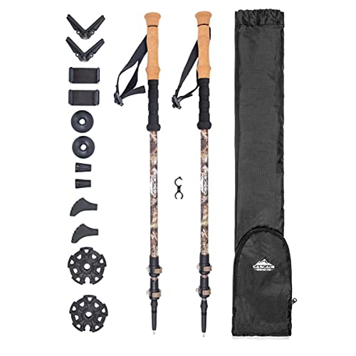 Cascade Mountain Tech Trekking Poles - Carbon Fiber Monopod Walking or Hiking Sticks with with Accessories Mount and Adjus...