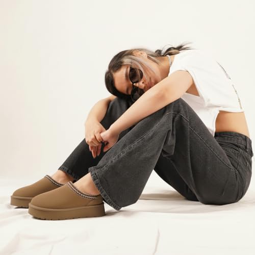 CUSHIONAIRE Kabuki Platform Boots Genuine Suede Fuzzy Mule Slippers for Women with Memory Foam | Indoor/Outdoor Womens Sli...