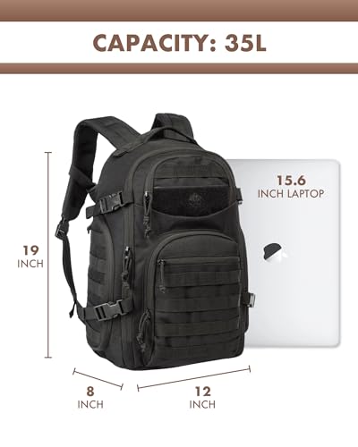 TRAILKICKER Tactical Laptop Backpack Military Backpack for Men Black Tactical Bag Backpack