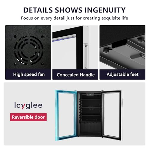 Icyglee Beverage Refrigerator Cooler - 126 Can Mini Fridge with Glass Door for Soda Beer or Wine, Beverage Cooler for Hom...