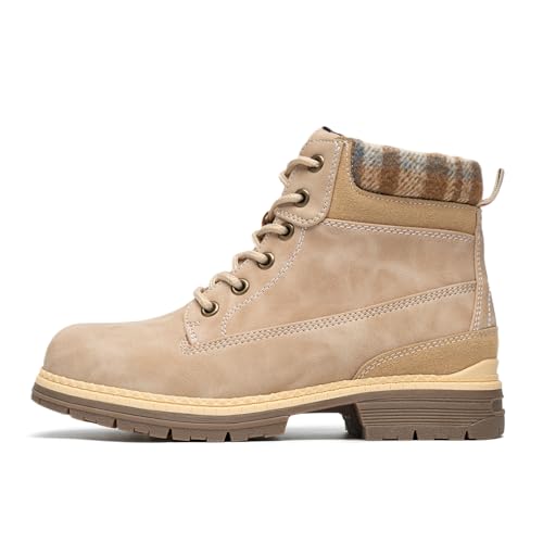 Snow Hiking Winter Boots for Women - Casual Brown Combat Work Boot - Non-slip Fur-Lined Ankle Boots - Fashion Boots Waterp...