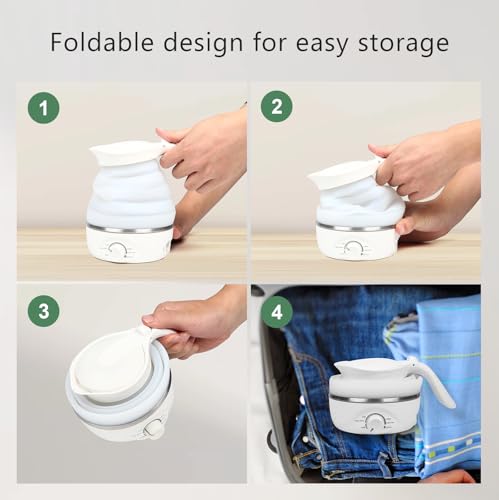 Xfbaozxy Travel Foldable Electric Kettle, Collapsible Kettle Travel Electric Collapsible Electric Tea Kettle Food Grade Si...