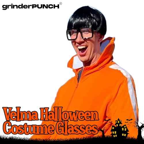 grinderPUNCH XL Oversized Black Nerd Clear Glasses - Men and Women - Square Costume