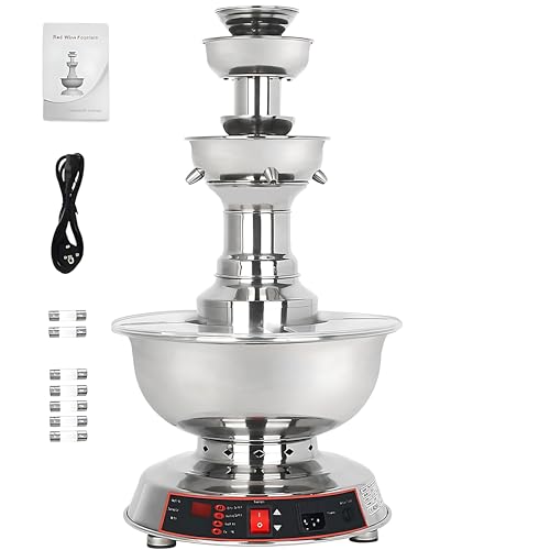 FgdVrelnor 3-Level Party Fountain, 3-Level Stainless Steel Electric Commercial Beverage Dispenser, Adjustable 0 to 100℃, E...
