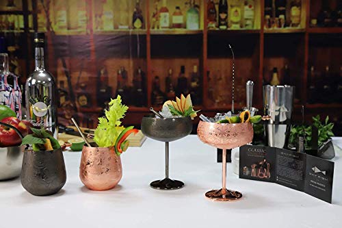 SKY FISH Bartender Kit Cocktail Shaker Set-7 Pieces Stainless Steel Black Plated Etching Bar Tools with Boston Shaker Tin...