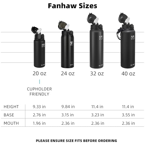 Fanhaw 20 oz Insulated Stainless Steel Water Bottle with Straw Lid, Leakproof & Anti-Dust Sports Bottle for Kids, Women & ...
