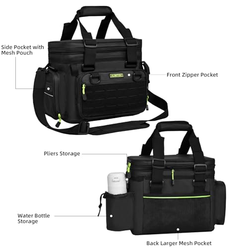 AUMTISC Fishing Tackle Bags for 3500/3600 Trays, Expandable Tackle Box Organizer Gear Storage Bag, with Rod Holders, Detac...