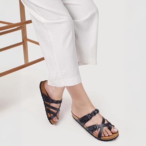 AEROTHOTIC Cute Slides for Women with Arch Support Comfy Adjustable Buckle Split Toe Straps with Cushioned Memory Foam Cor...