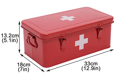 Xbopetda First Aid Medicine Box, First Aid Kit Supplies Bin, Metal Medicine Storage Tin, First Aid Empty Box with Safety L...