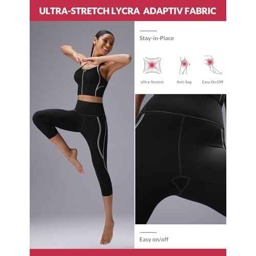 baleaf Freeleaf Broadway High Waist Capris Leggings with Pockets, Dance Yoga Workout Running Casual Summer Pants for Women