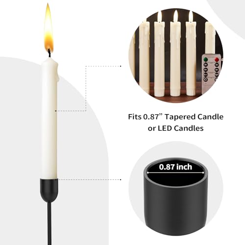 ChefBee Black Tall Candle Candlestick Holder, 3PCS Taper Pillar Candle Sticks Stand Holders Decor, Centerpiece Dining Tabl...