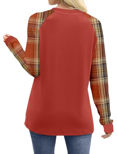 WIHOLL Long Sleeve Shirts for Women Color Block Raglan Tops Casual Crewneck Basic Tees Fall Clothes 2025 Fashion