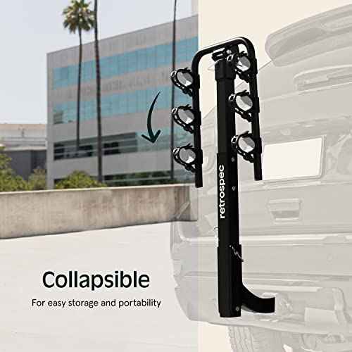 Retrospec Lenox 2-5 - Bike Hitch Rack for Cars, Trucks, SUVs with 2¡± Hitch | Foldable Steel Frame with Anti-Rattle Adapter, Tie Down Cradles and Straps - Fits Most Frames