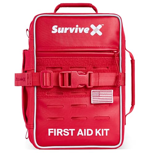 SurviveX Large Pro First Aid Kit for Car, Travel & Home - Emergency Kit for Hiking, Camping, Backpacking and Outdoors - In...