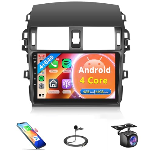 4Core 4G+64G Car Radio for Toyota Corolla 2009-2013 Android Car Stereo Wireless Carplay, Rimoody 9'' HD Touchscreen Mirror...