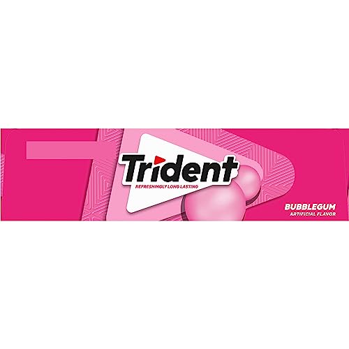 Trident Bubblegum Sugar-Free Chewing Gum, 12 Packs of 14 Pieces (168 Total Pieces)