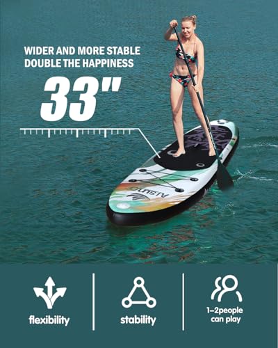 AISUNSS Inflatable Paddle Board for Adult, Paddle Board for All Skill Levels, Wide SUP Board with Primium Accessories Incl...