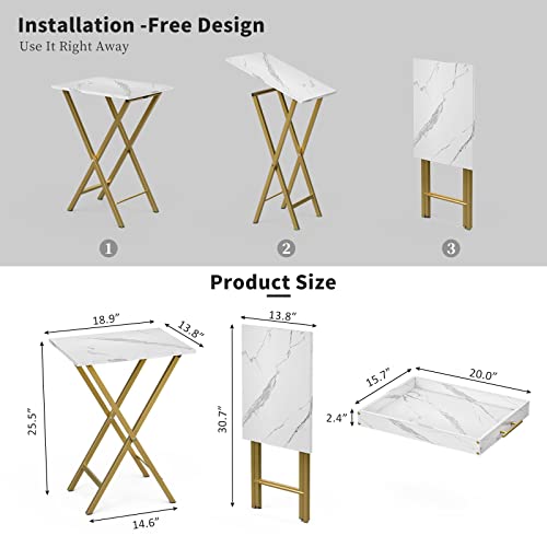 HMFOR Folding TV Tray Tables, Set of 2 Side Table for Small Place, Snack Eating Tables at Couch, Folding Tables with Remov...