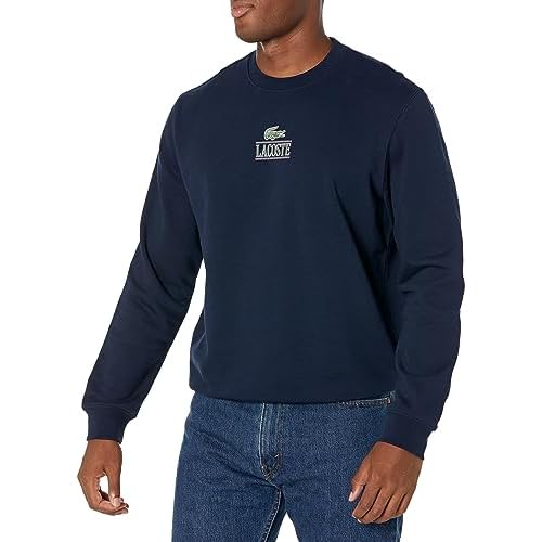 Lacoste mens Core Collection Classic Fit Branding Crew Neck Sweatshirt