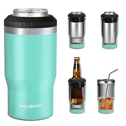 HAUSHOF 4 in 1 Insulated Stainless Steel Can Insulator, Fits Standard & Slim 12 oz Cans|Beer Bottles, Perfect for Outdoors