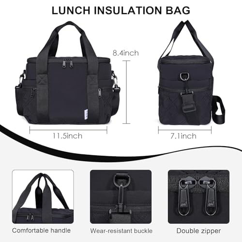 NOL Natural Organic Lifestyle Women's Nylon Lunch Cooler Cute Quilted Lunch Bag Large Leakproof Insulated Lunch Tote Bag f...