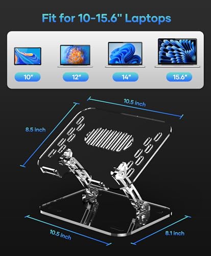 Lpoake Adjustable Foldable Laptop Stand, Portable Ergonomic Computer Stand for Laptop, Compatible with 10 to 15.6 Inches N...