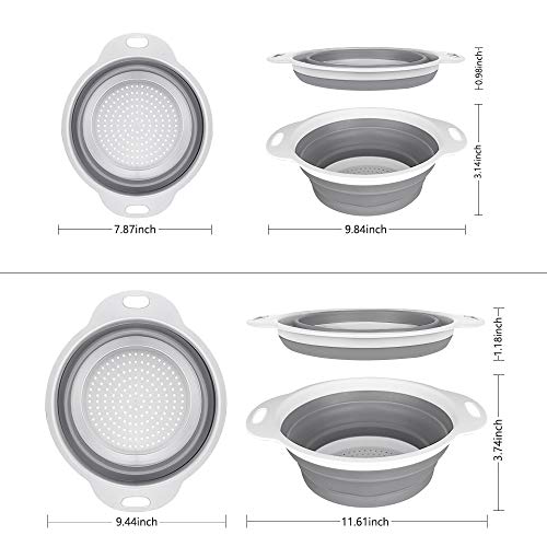 QiMH Collapsible Colander and Strainer Set of 3-2 PC 4 Quart(1 gal) and 1 PC 2 Quart(0.5 gal) - BPA Free & Dishwasher-safe...