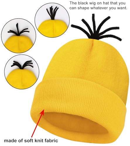WISHTEN Halloween Costume for Adult Women,Goggles/Yellow Beanie/Blue Dress/Suspenders/Gloves Halloween Costume Accessories
