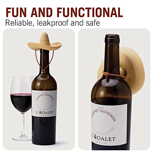 Silicone Wine Stopper/Fun Sombrero shaped cap seals bottle and keeps wine fresh/Cute Wine Accessories/ Kitchen Gadgets/el ...