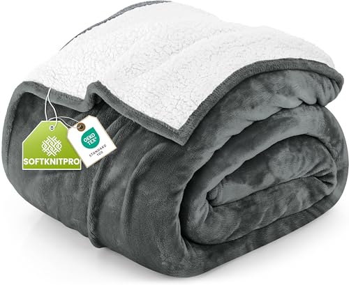 Utopia Bedding Sherpa Blanket Queen Size (Grey, 90x90 Inches) - Soft Lightweight Plush Fleece Reversible Blanket for Bed, ...