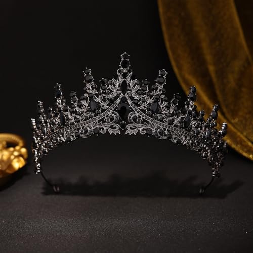 Feltent Black Tiara for Women Crystal Queen Crowns Rhinestone Princess Tiaras for Girl Wedding Headband for Bride Hair Acc...
