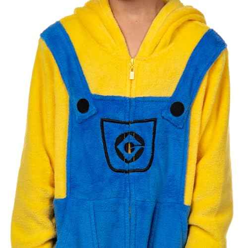 INTIMO Minions Boys' Kigurumi Union Suit ? Stuart & Kevin Designs ? Super Soft Fleece Minion Pajamas with Embroidered Details