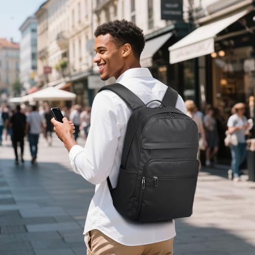 SUIKIHUM Black Backpack for Men, Laptop Backpack for Work, Anti-Theft Travel Carry On, 16 Inch Computer Bag, Water Resista...