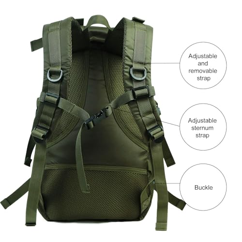 PAIWPHLI Tactical Backpack Flight Parachute Pack Large Lightweight Travel Backpack with Molle for Outdoor (Green)