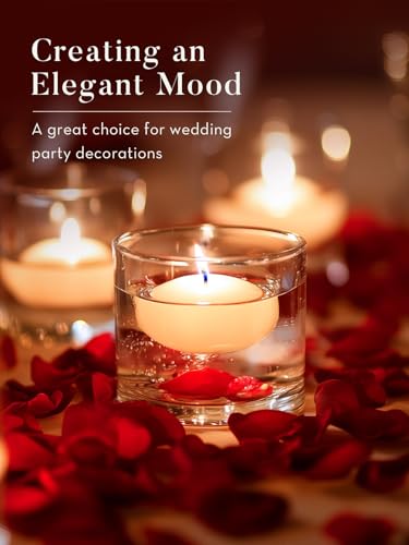 Ashlux White Floating Candles 2 inch, 24 Pack Floating Candles 5-6 Hours Long Burning, Unscented Floating Candle for Cente...