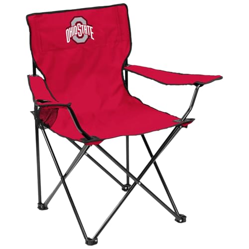 Logo Brands NCAA Portable Quad Chair – Folding Tailgate Chair with Armrests, Built-In Cup - Includes Carry Bag