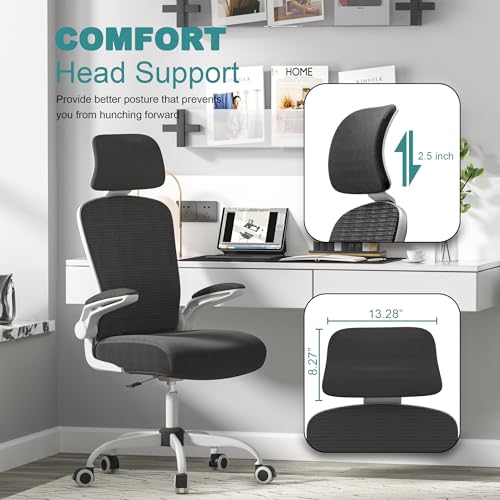 Mimoglad Office Chair, Comfy Desk Chair - High Back Ergonomic Computer Chair with Adjustable Lumbar Support & Headrest, Fl...