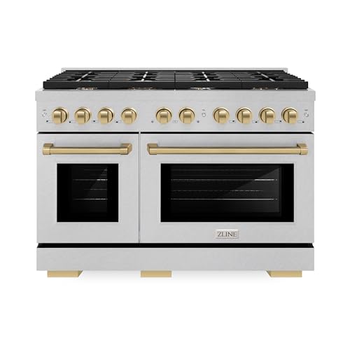ZLINE Autograph Edition 48 in. 6.7 cu. ft. Paramount Double Oven Dual Fuel Range with 8 Burner Gas Cooktop in Satin Stainl...