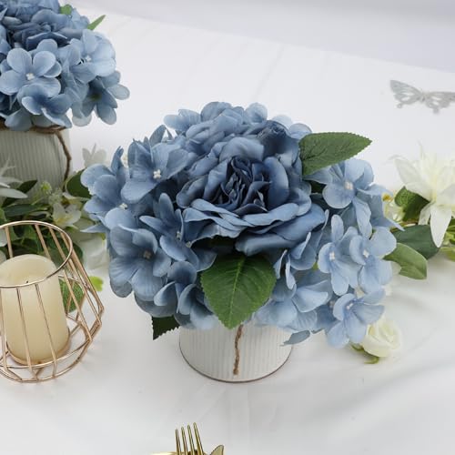 DIYDOFUN Flower Table Centerpieces - Set of 6 Floral Arrangement Artificial Wedding Hydrangeas Floral Arrangement with Rus...