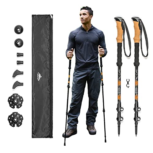 Cascade Mountain Tech Trekking Poles - Ultralight 2 Piece Carbon Fiber Walking or Hiking Sticks & Trekking Poles - Aluminu...
