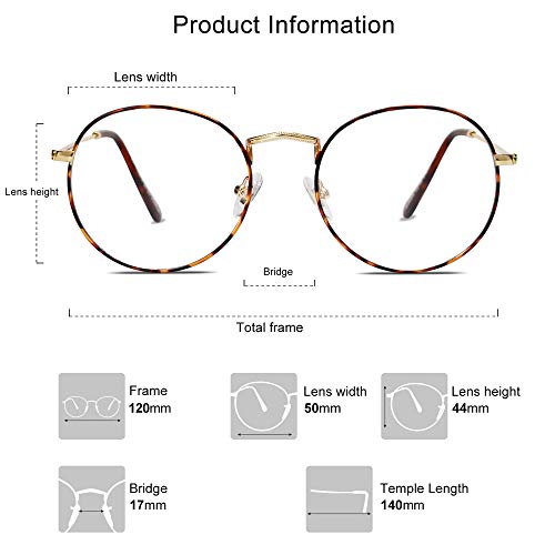 SOJOS Blue Light Blocking Computer Glasses Round Eyewear Anti Blue Light Lens Preppy Chic SJ5024B