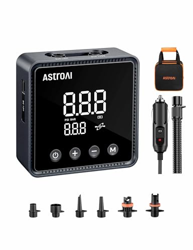 AstroAI P2 Paddle Board Pump 20PSI 12V DC Car Connector Portable,SUP Pump for Paddleboard, Air Pump with Auto-Off, Deflati...