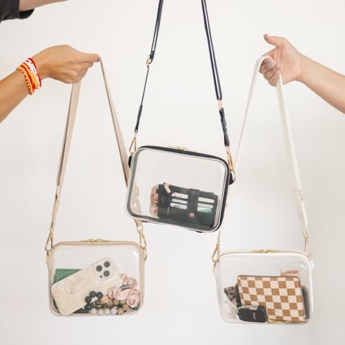 M + L Clear Stadium Clutch, PVC Transparent Purse, 8x6x3 inches, Event Approved Crossbody Bag