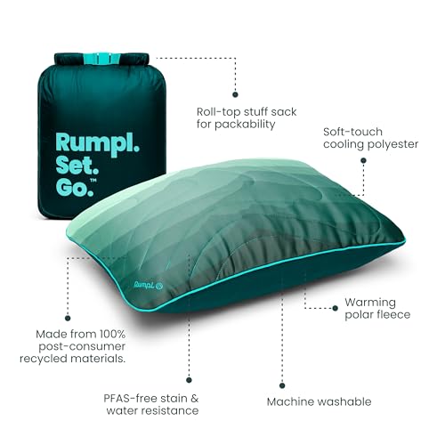 Rumpl The Adjustable Camp Pillow - Full Size Packable Outdoor and Travel Pillow, Two-Sided Temperature Control, 22" x 15",...
