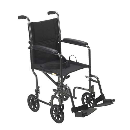 Drive Medical Lightweight Folding Transport Wheelchair - Reliable Mobility Support - Durable Steel Frame - Swing-Away Foot...